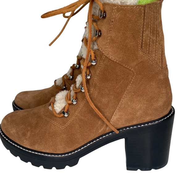 NEW Marc Fisher Denise suede and shearling lace up combat boot size Size 9 - Picture 3 of 5
